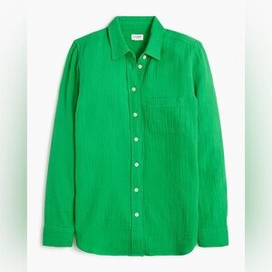 J.Crew Gauze button up shirt Medium Kelly Green